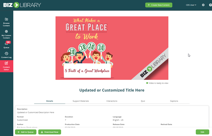Customizing BizLibrary Productions Content within CDS – BizLibrary